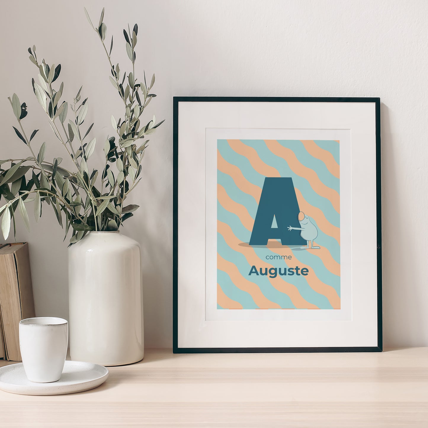 Affiche Naissance Portrait Mon initial d'amour bleu II photo N° 1