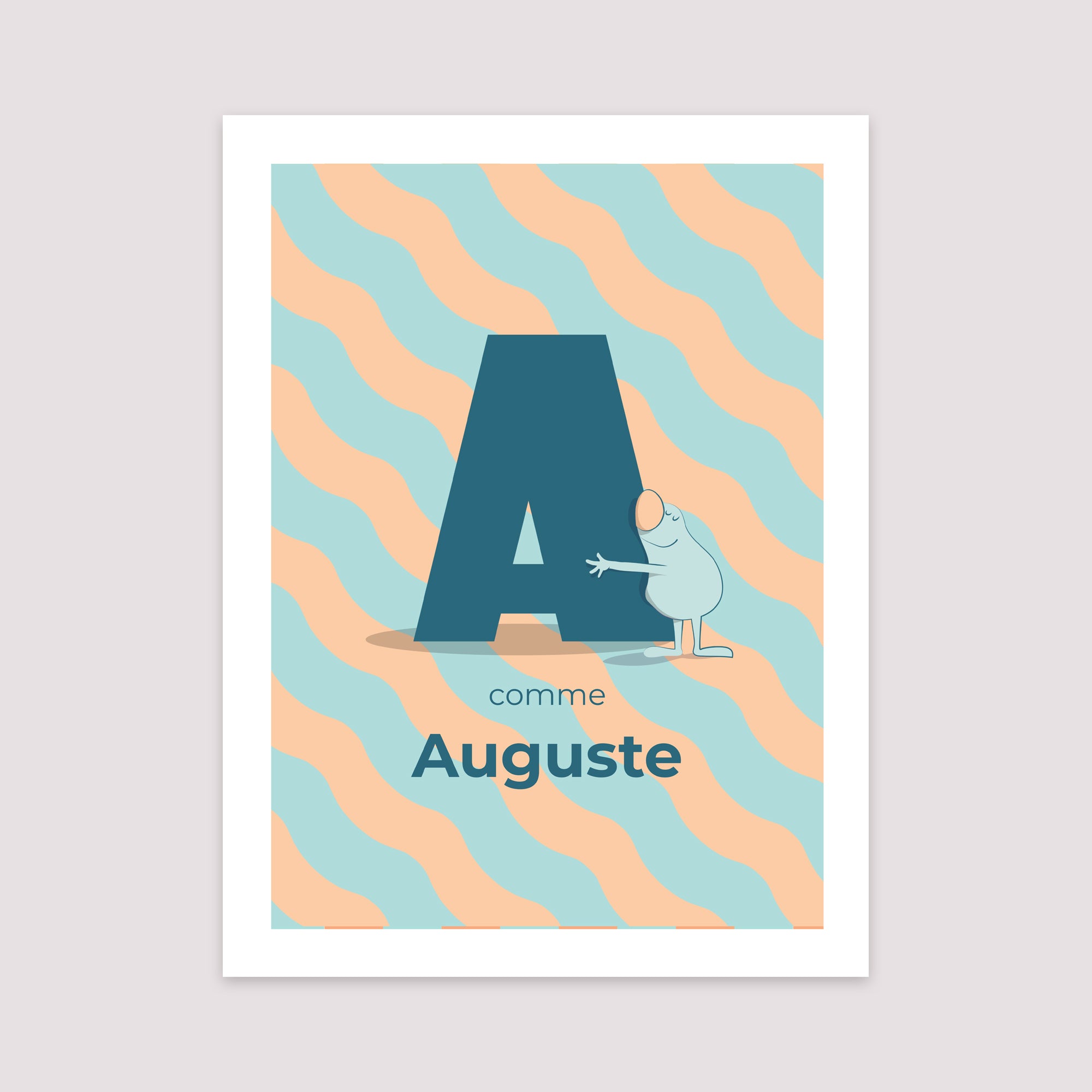 Affiche Naissance Portrait 30 x 40 cm Mon initiale d'amour bleu II photo N° 2