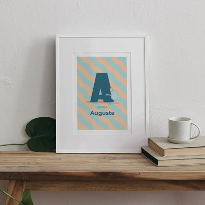 Affiche Naissance Portrait Mon initial d'amour bleu II photo N° 3