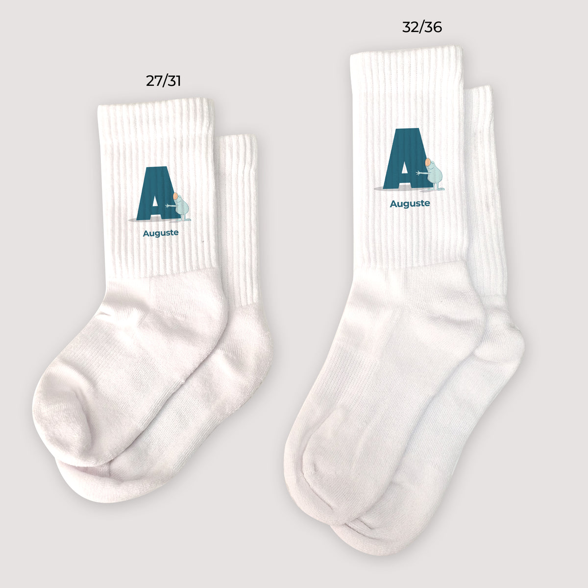 Chaussettes enfant Blanches Mon initiale d'amour bleu II photo N° 1