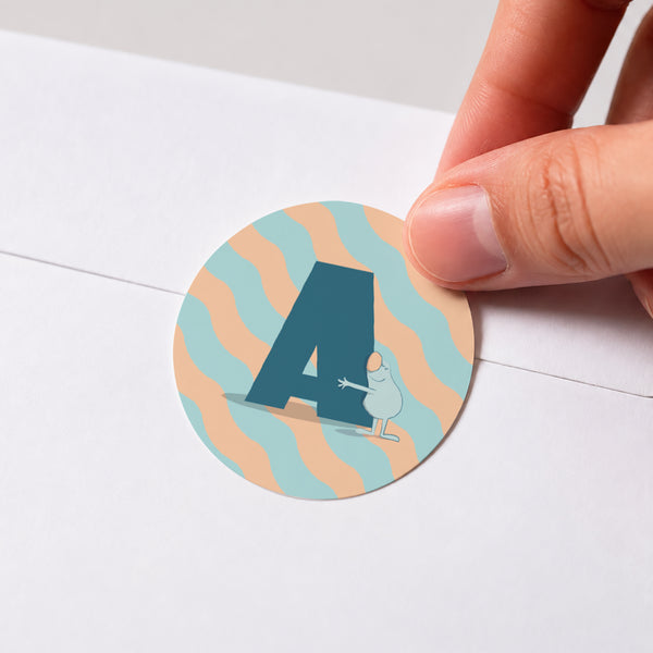 Sticker Naissance Rond Mon initiale d'amour bleu II photo