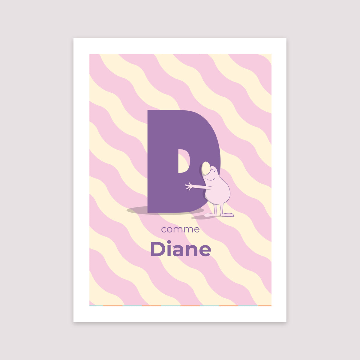 Affiche Naissance Portrait 30 x 40 cm Mon initiale d'amour rose II photo N° 2