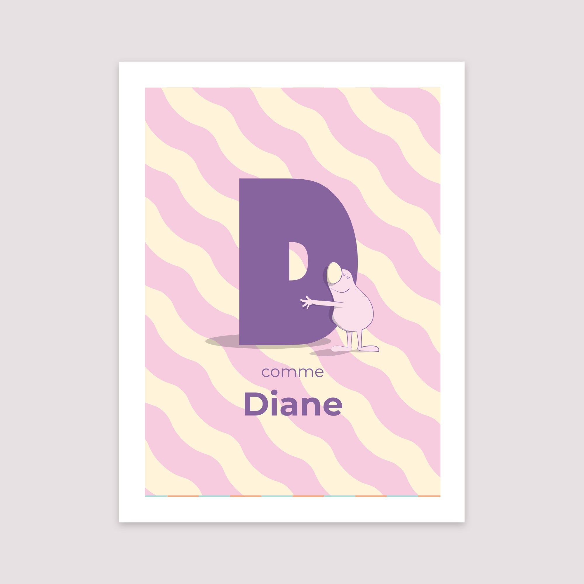 Affiche Naissance Portrait 30 x 40 cm Mon initiale d'amour rose II photo N° 2