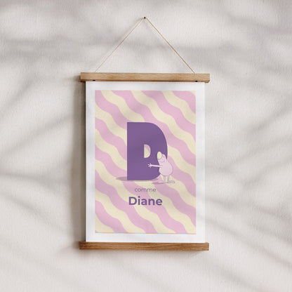 Affiche Naissance Portrait Mon initial d'amour rose II photo N° 4