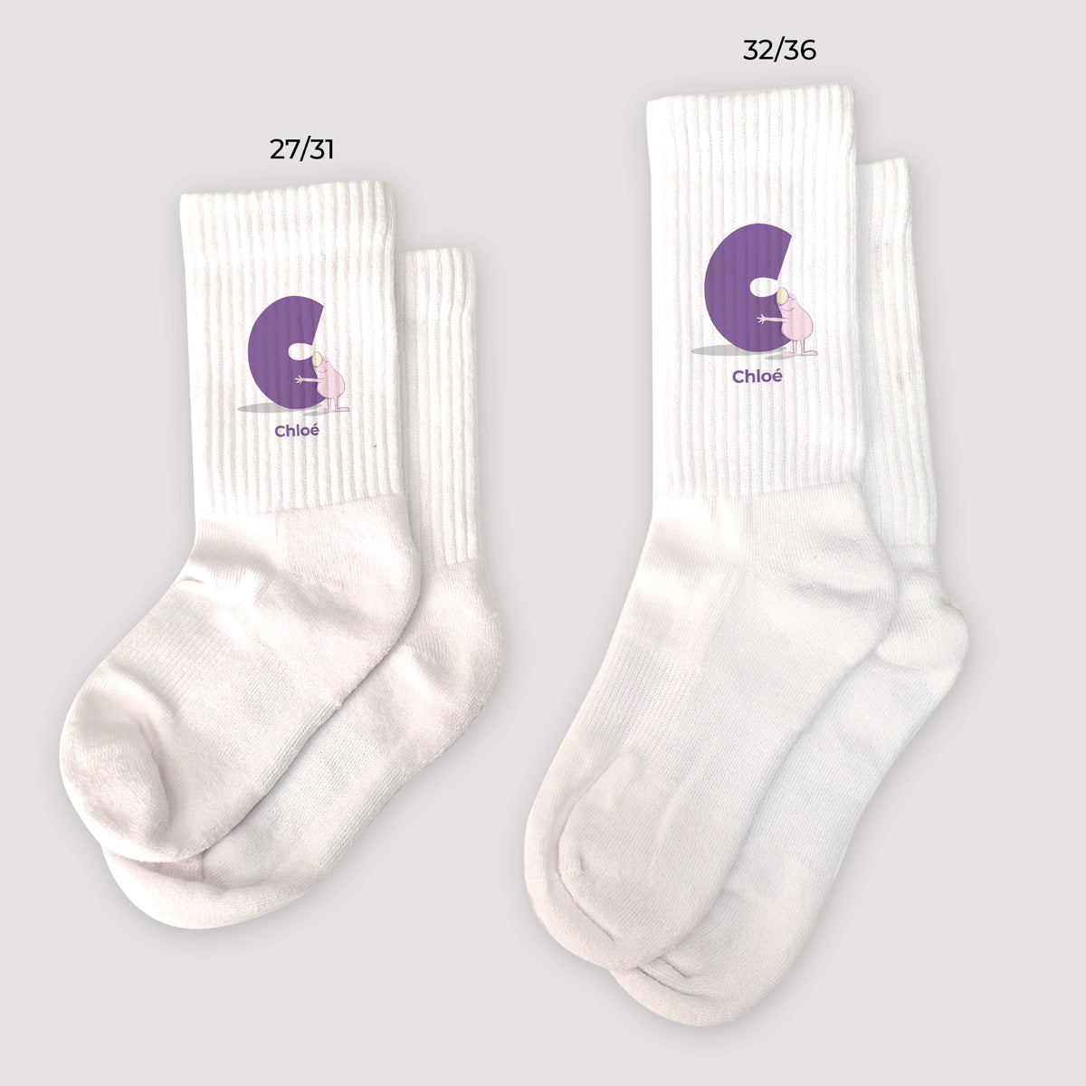 Chaussettes enfant Blanches Mon initiale d'amour rose II photo N° 1