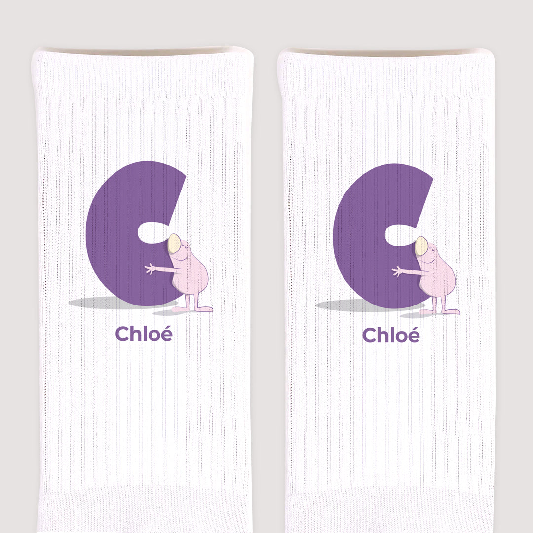 Chaussettes enfant Blanches Mon initiale d'amour rose II photo N° 3