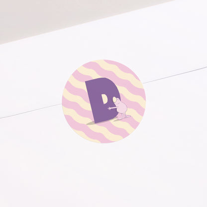 Sticker Naissance Rond Mon initial d'amour rose II photo N° 1