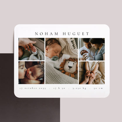 Faire-part Naissance Lot de 8, magnétique, paysage, rectangle coins arrondis Trésor en images photo N° 1
