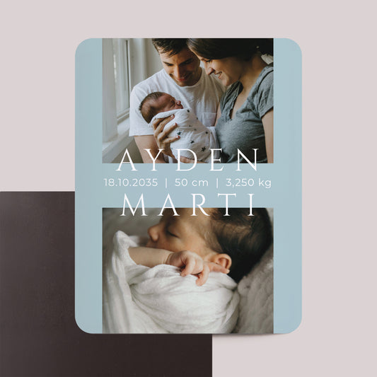 Faire-part Naissance Lot de 8, magnétique, rectangle coins arrondis Chapitre un photo