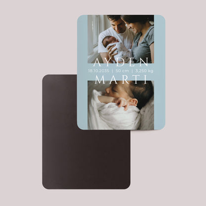 Faire-part Naissance Lot de 8, magnétique, rectangle coins arrondis Chapitre un photo N° 2