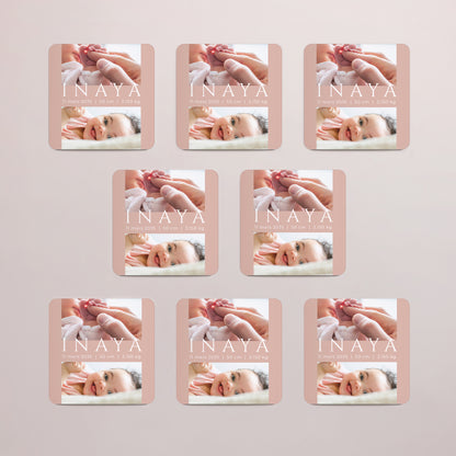 Faire-part Naissance Lot de 8, magnétique, carré coins arrondis Objectif bonheur photo N° 3