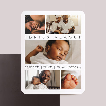 Faire-part Naissance Lot de 8, magnétique, rectangle coins arrondis Regards précieux photo N° 1