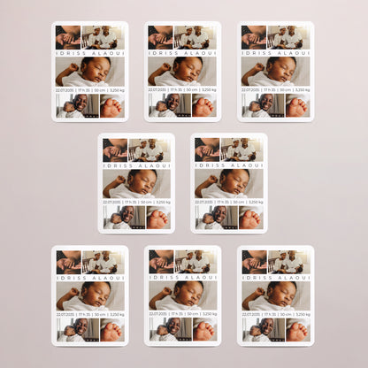 Faire-part Naissance Lot de 8, magnétique, rectangle coins arrondis Regards précieux photo N° 3