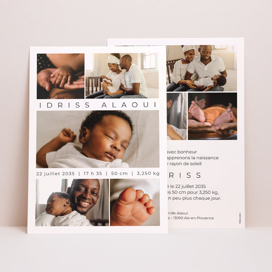 Faire-part Naissance Grand format rectangle Regards précieux photo