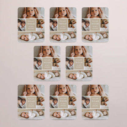 Faire-part Naissance Lot de 8, magnétique, rectangle coins arrondis Petits morceaux de nous photo N° 3