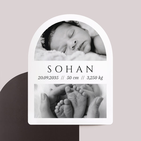 Faire-part Naissance Lot de 8, magnétique, arche Sourires et câlins photo