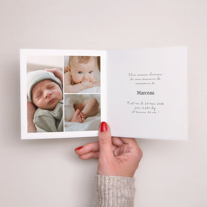Faire-part Naissance Carré double volet Rayures vertes claires photo N° 2