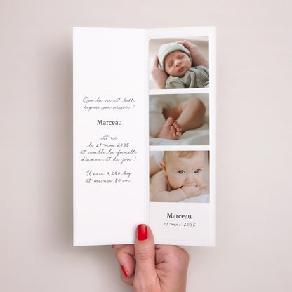 Faire-part Naissance Marque-page photo Rayures vertes claires photo N° 2