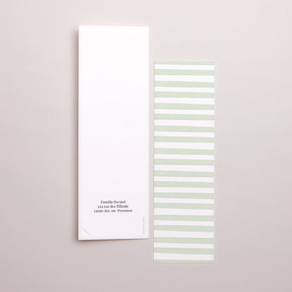 Faire-part Naissance Marque-page photo Rayures vertes claires photo N° 3