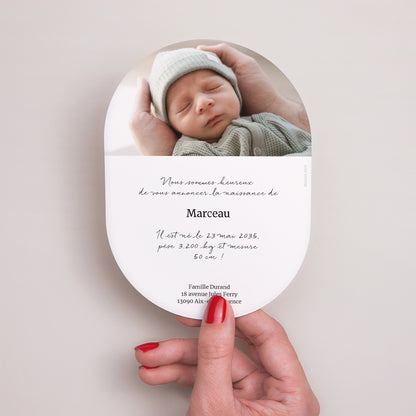 Faire-part Naissance Ovale Rayures vertes claires photo N° 3