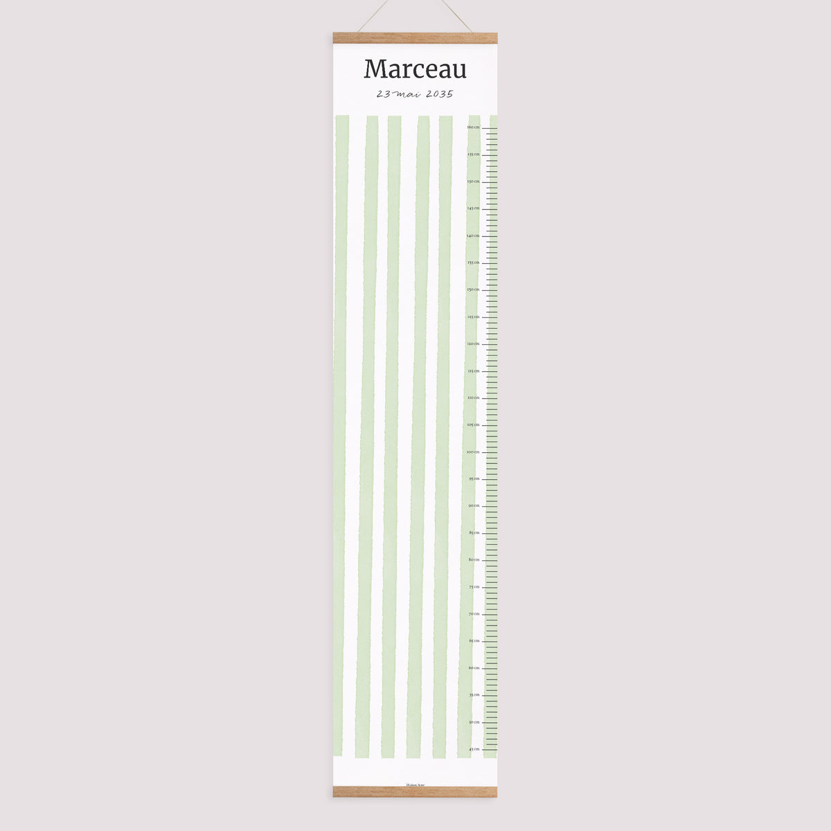 Toise Naissance Papier Rayures vertes claires photo N° 1
