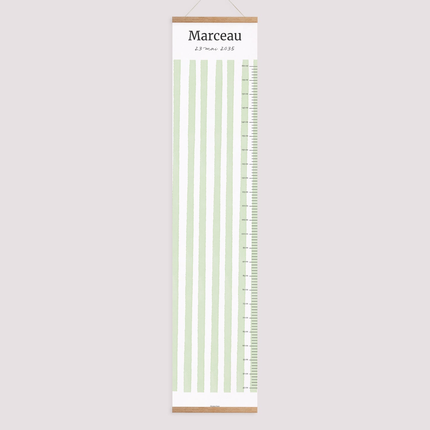 Toise Naissance Papier Rayures vertes claires photo N° 1