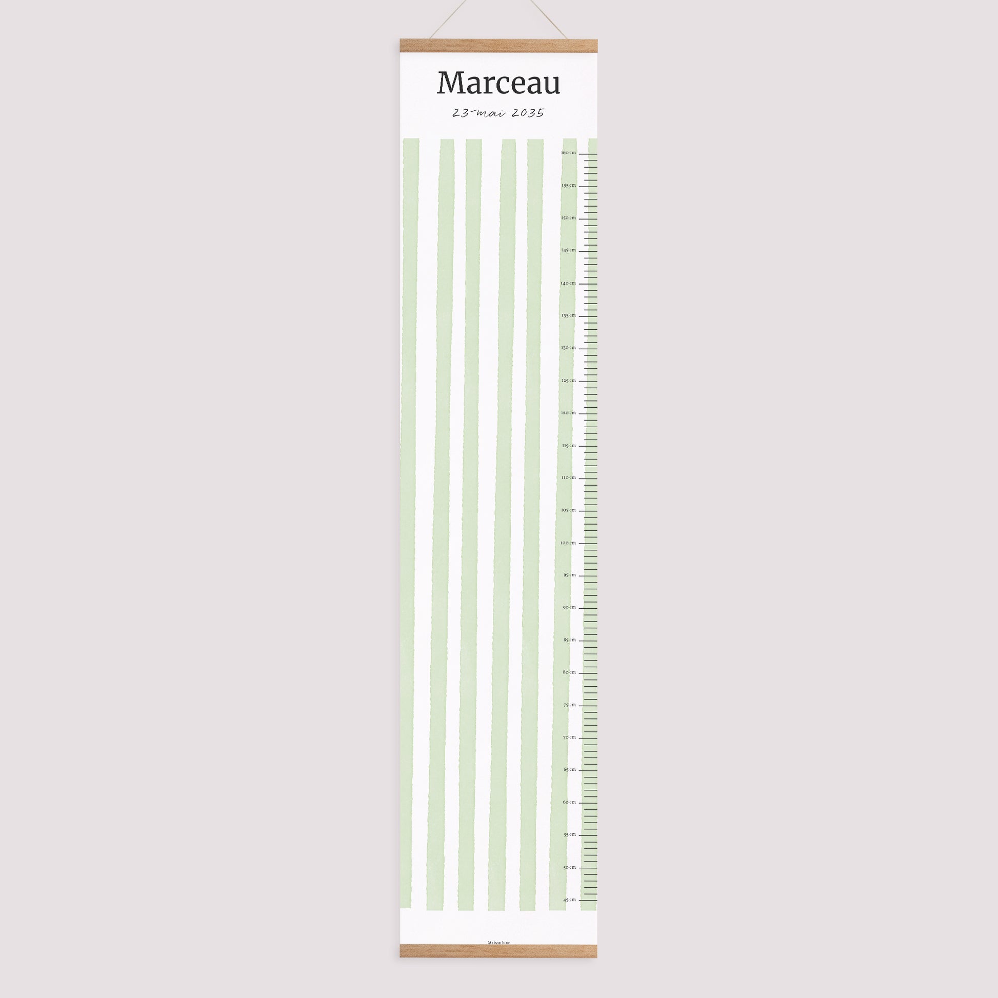 Toise Naissance Papier Rayures vertes claires photo N° 1