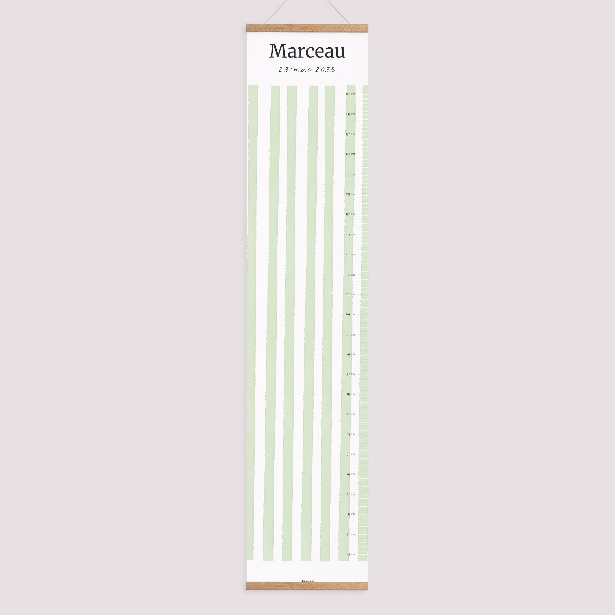 Toise Naissance Papier Rayures vertes claires photo N° 1
