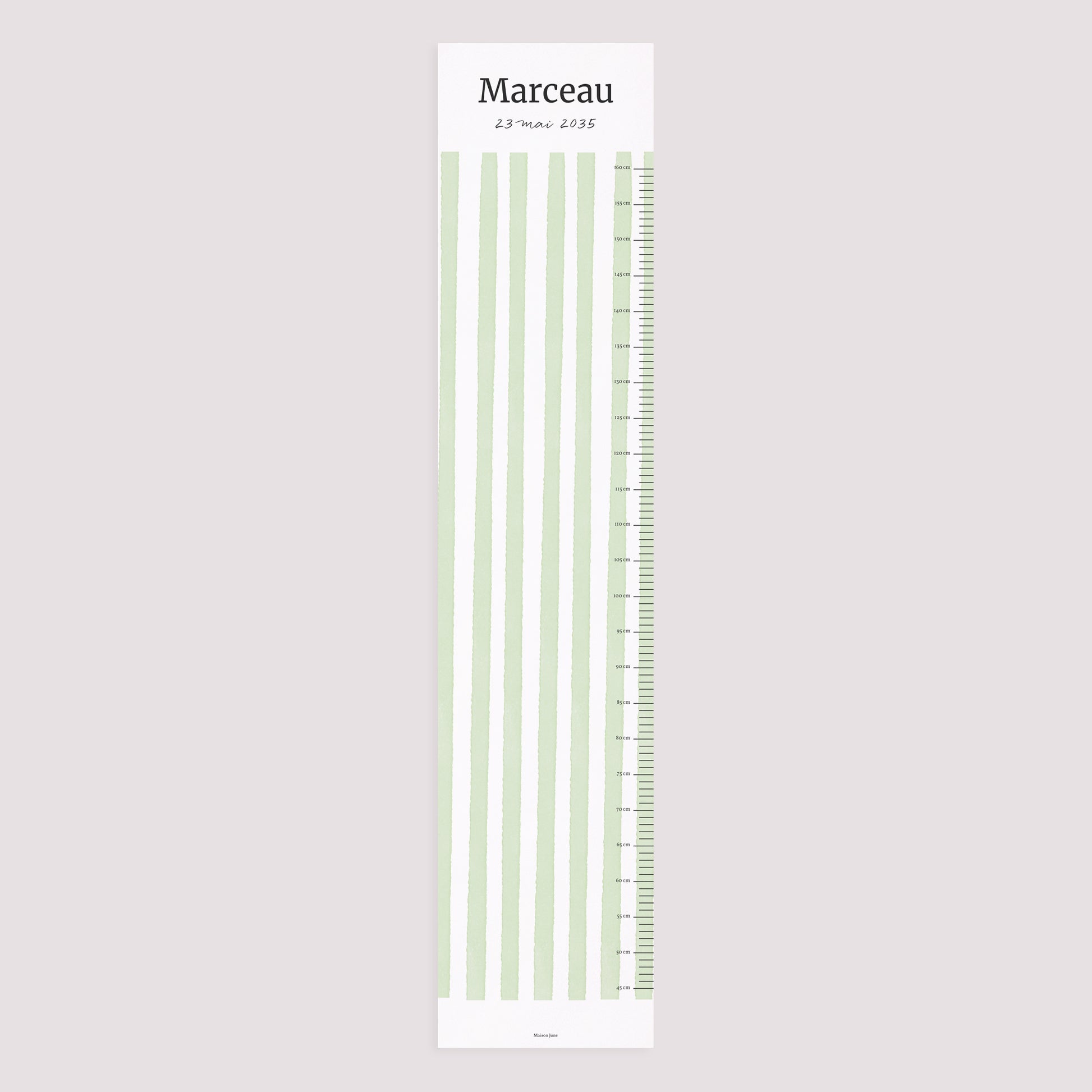 Toise Naissance Papier Rayures vertes claires photo N° 5