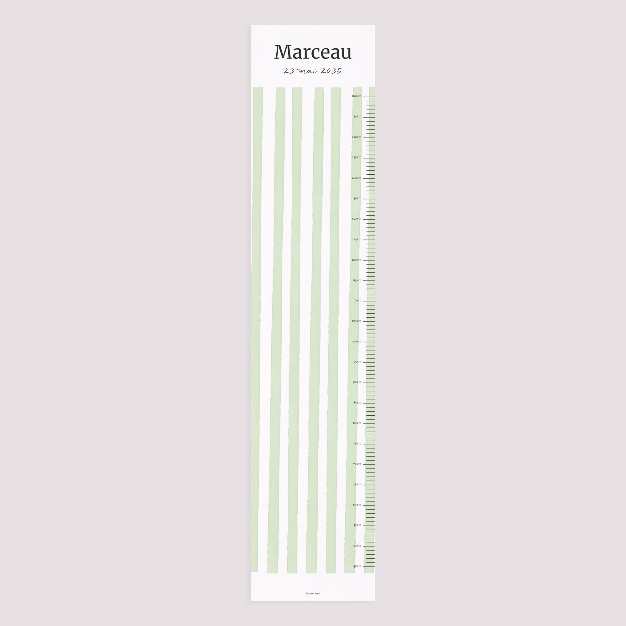 Toise Naissance Papier Rayures vertes claires photo N° 5