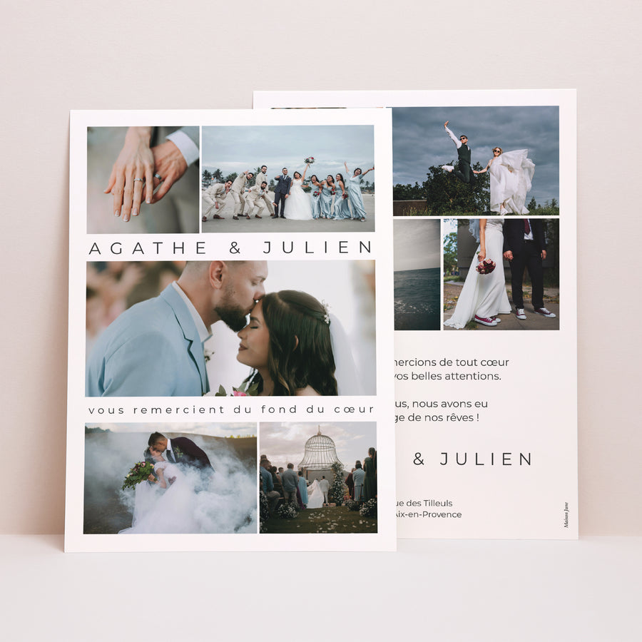 Remerciements Mariage Grand format rectangle Au fil de nos regards photo