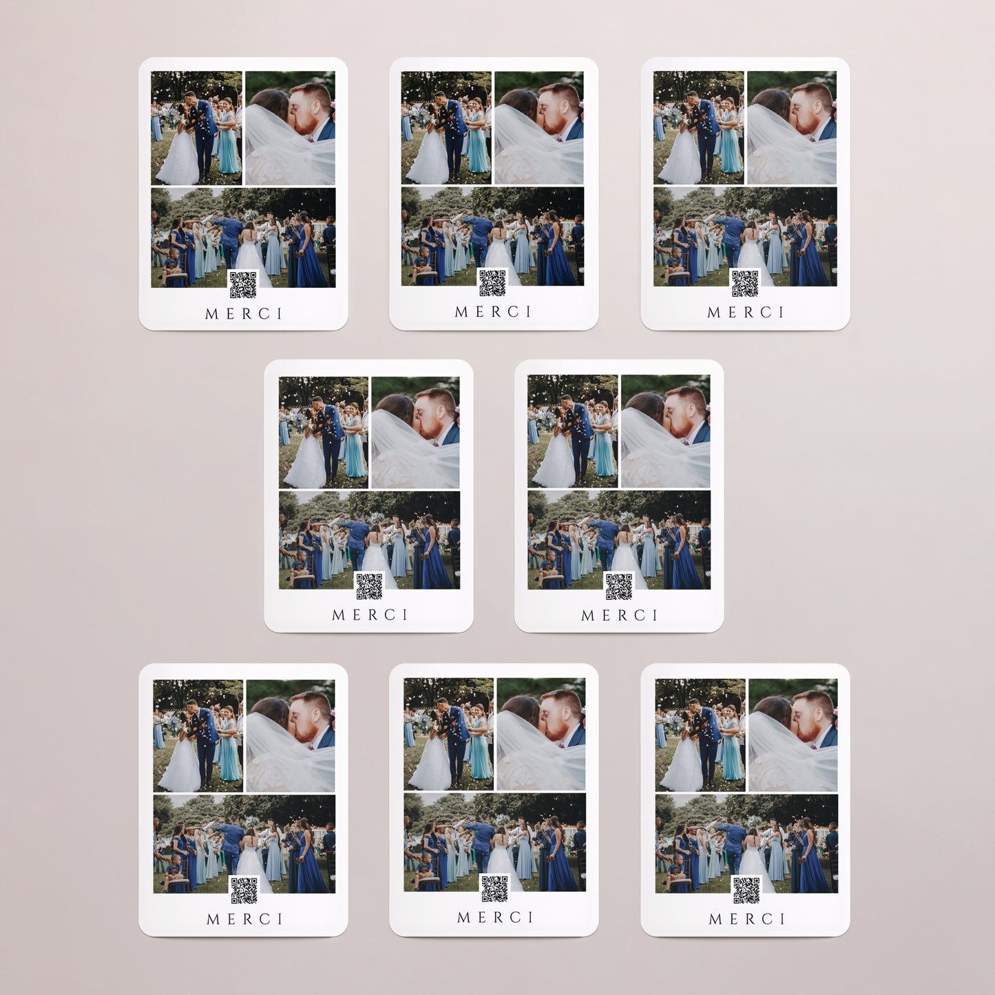 Remerciements Mariage Lot de 8, magnétique, rectangle coins arrondis Éclats de bonheur photo N° 3