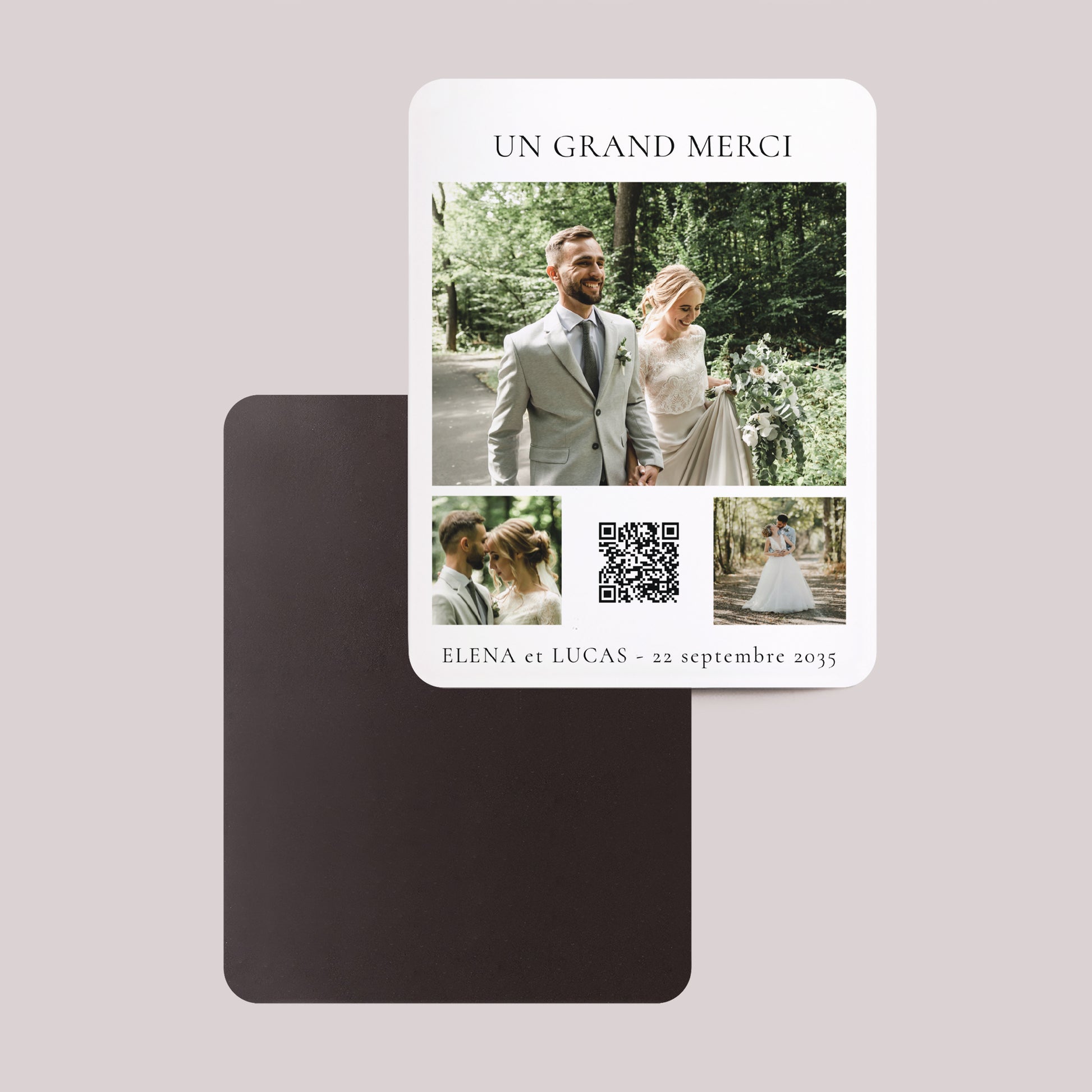Remerciements Mariage Lot de 8, magnétique, rectangle coins arrondis Jour de promesse photo N° 2