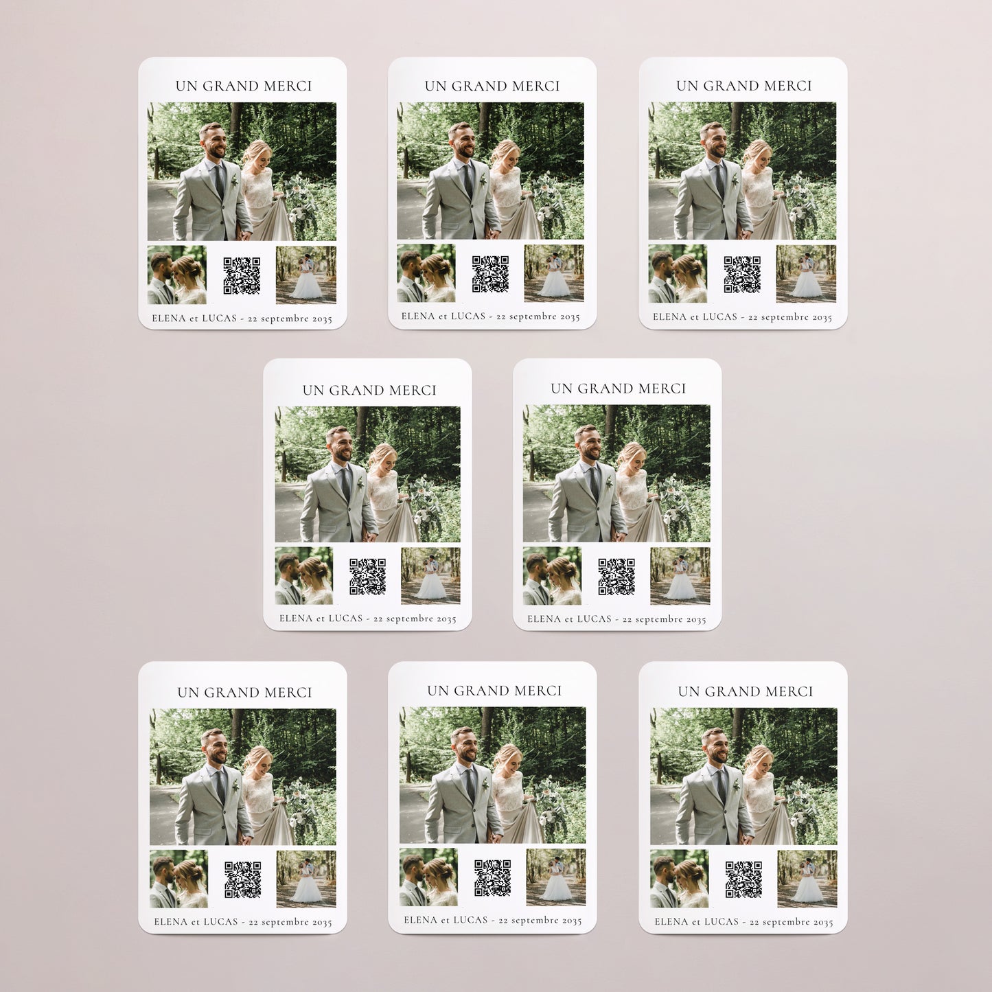 Remerciements Mariage Lot de 8, magnétique, rectangle coins arrondis Jour de promesse photo N° 3