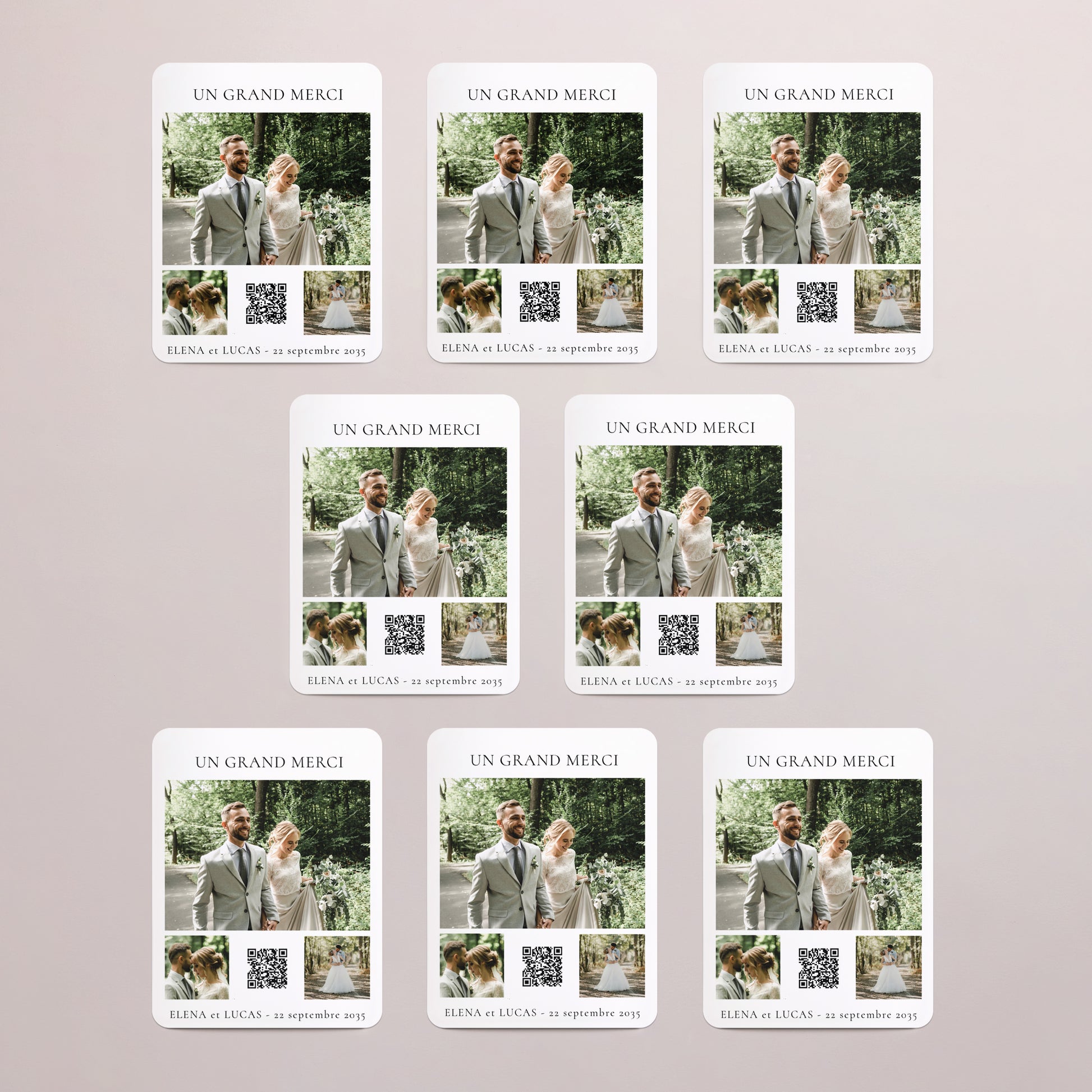 Remerciements Mariage Lot de 8, magnétique, rectangle coins arrondis Jour de promesse photo N° 3