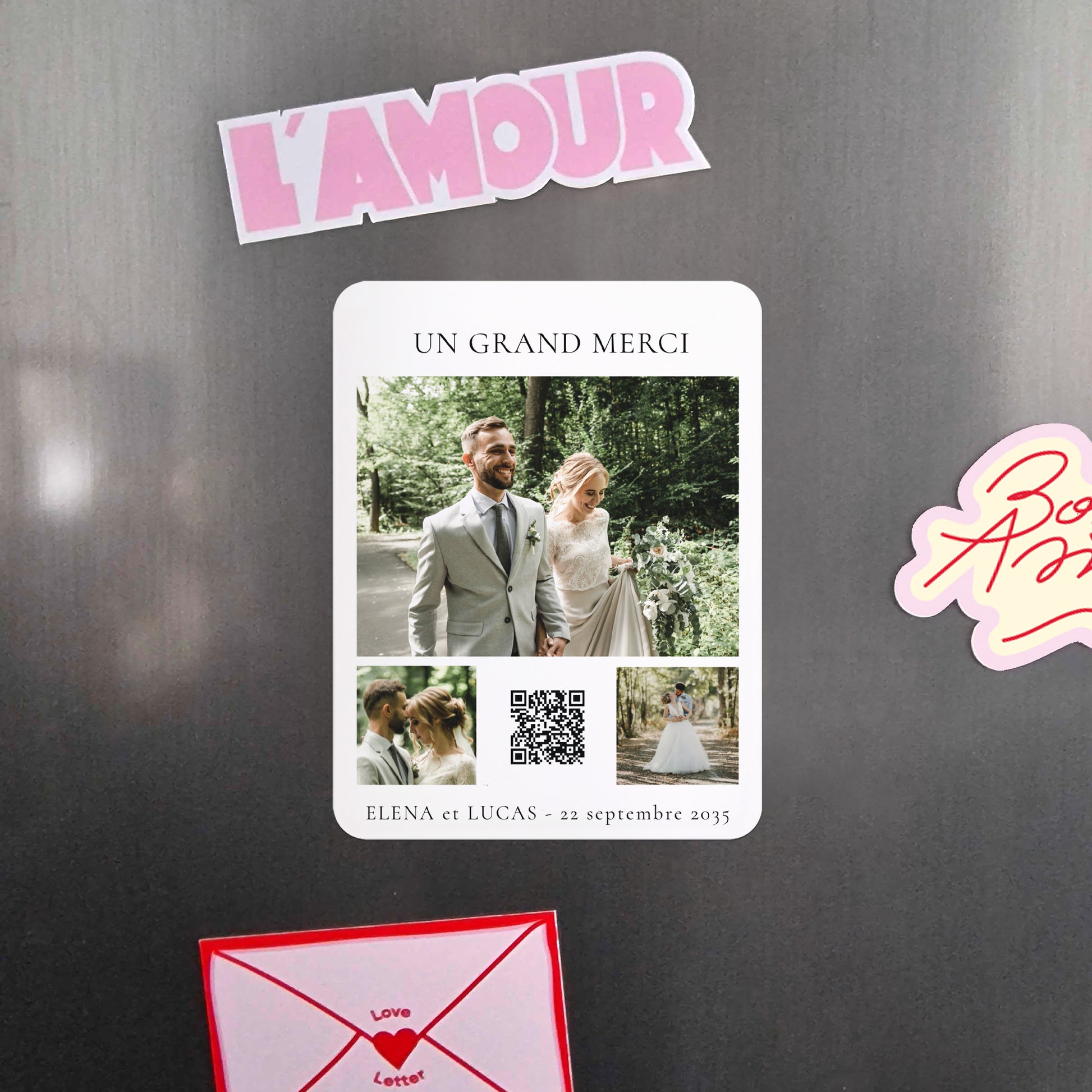 Remerciements Mariage Lot de 8, magnétique, rectangle coins arrondis Jour de promesse photo N° 4