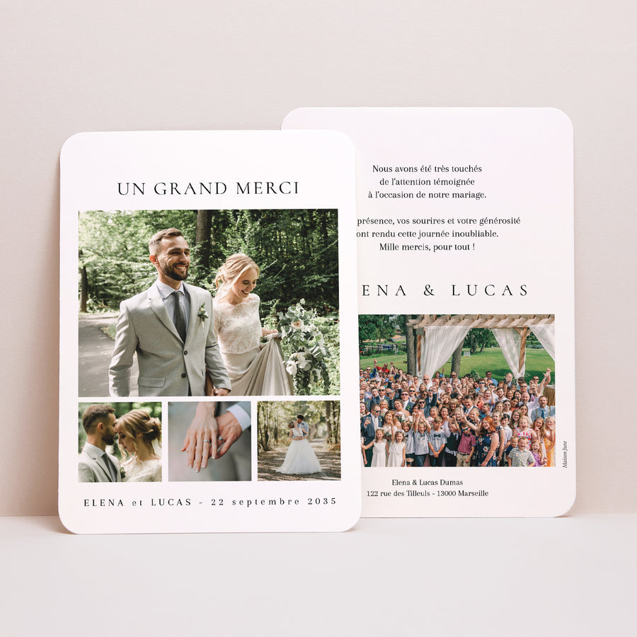 Remerciements Mariage Portrait, bords arrondis Jour de promesse photo