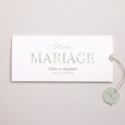 Faire-part Mariage Pochette 2 cartes, étiquette Rêverie Romantique photo N° 1