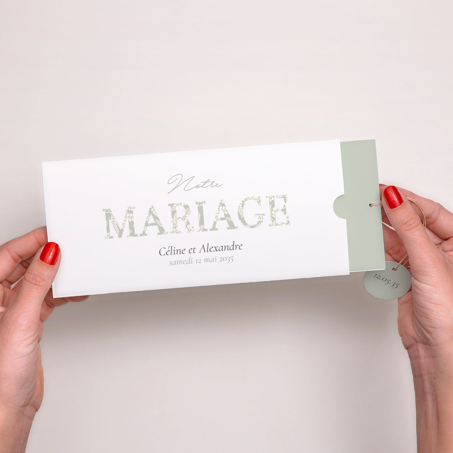 Faire-part Mariage Pochette 2 cartes, étiquette Rêverie Romantique photo N° 2