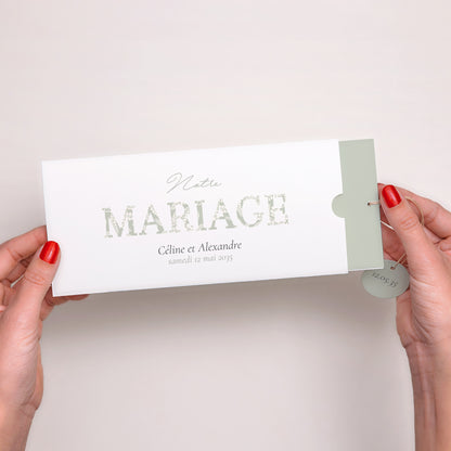 Faire-part Mariage Pochette 2 cartes, étiquette Rêverie Romantique photo N° 2