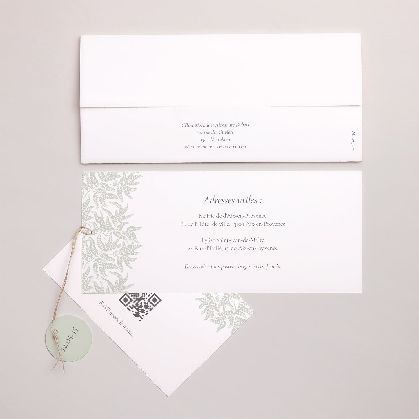 Faire-part Mariage Pochette 2 cartes, étiquette Rêverie Romantique photo N° 4