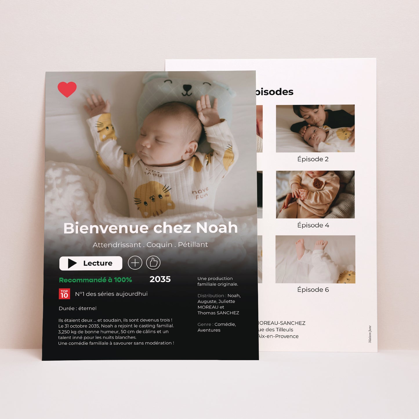 Faire-part Naissance Grand format rectangle Casting du bonheur photo N° 1