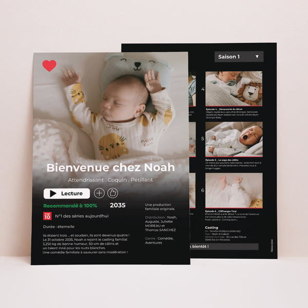 Faire-part Naissance Grand format rectangle Casting du bonheur photo