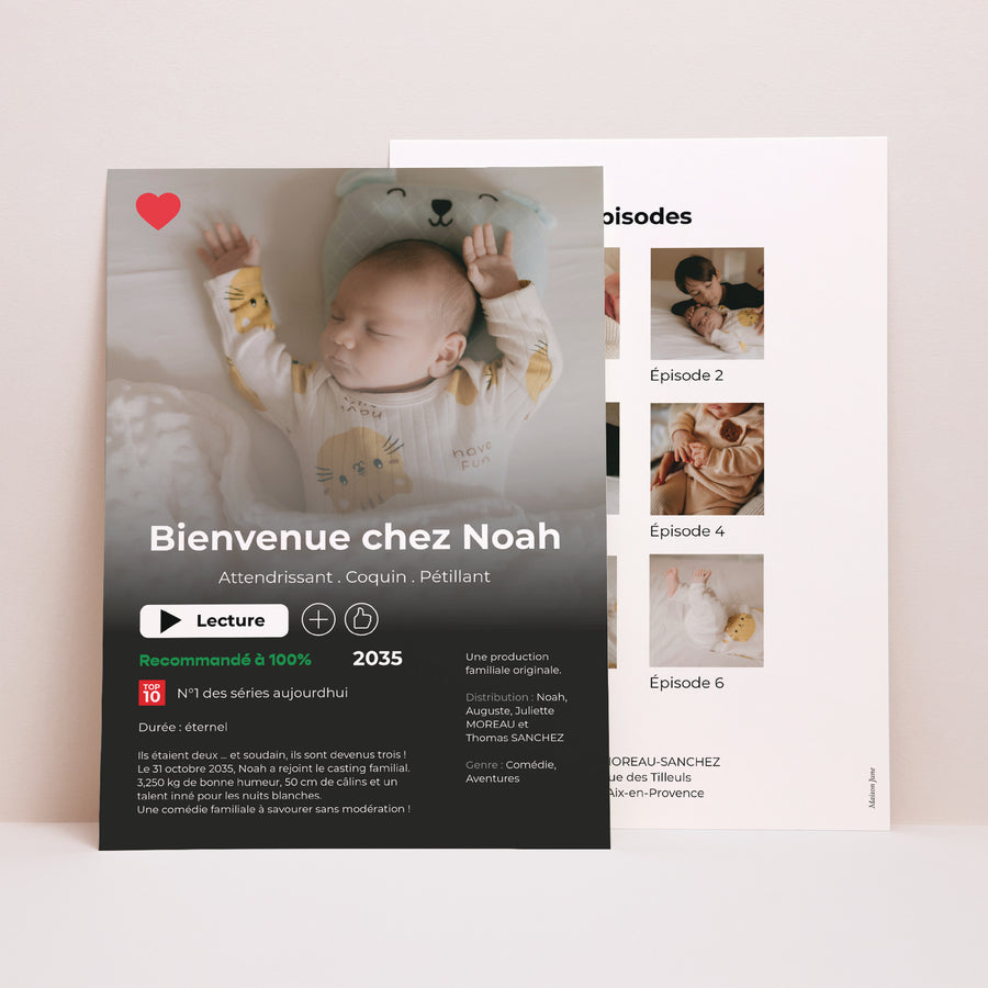 Faire-part Naissance Grand format rectangle Casting du bonheur photo