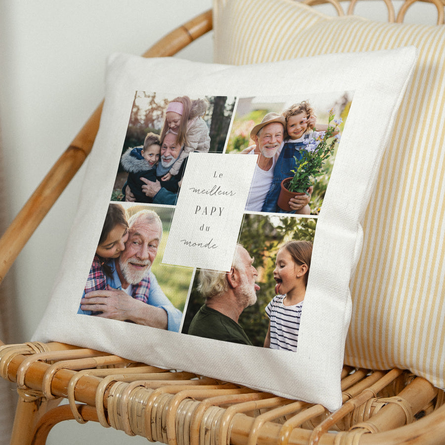 Coussin Beige naturel Le meilleur papy du monde photo