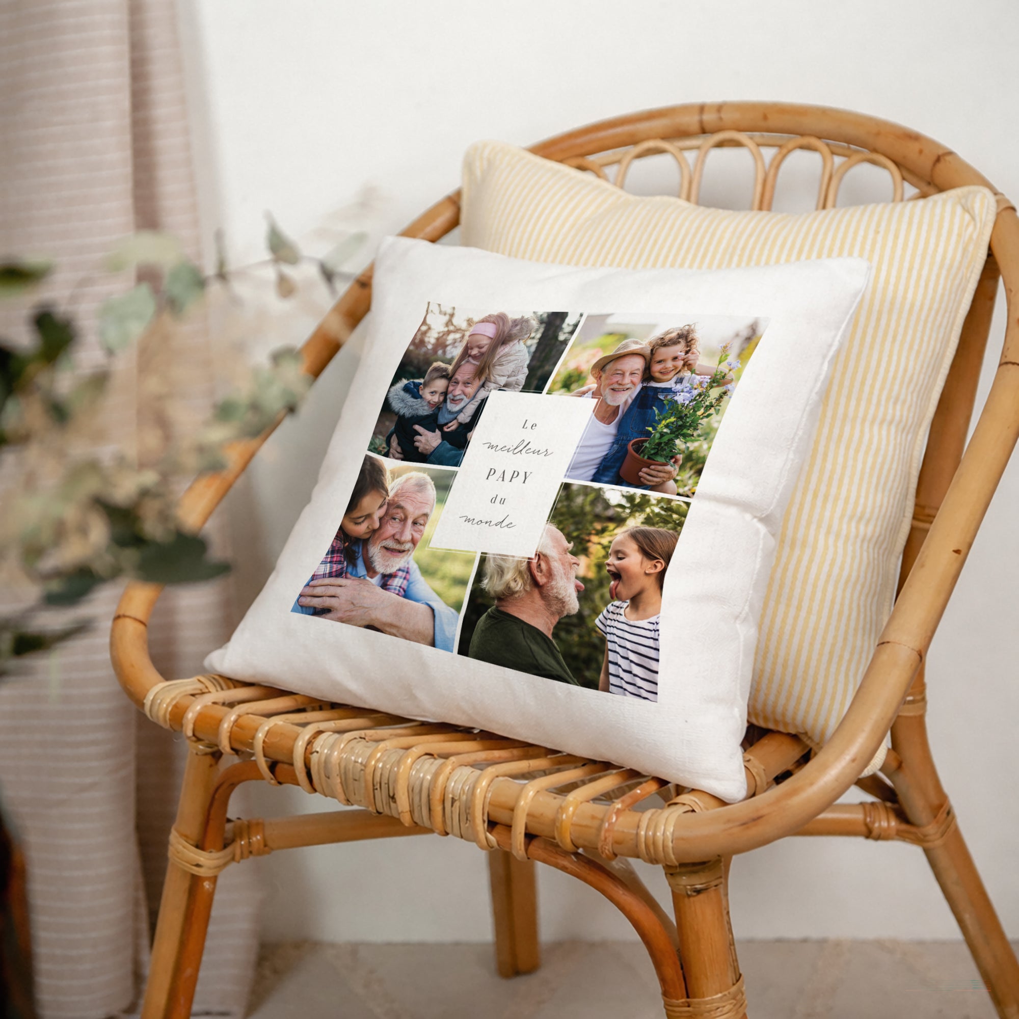 Coussin Beige naturel Le meilleur papy du monde photo N° 2