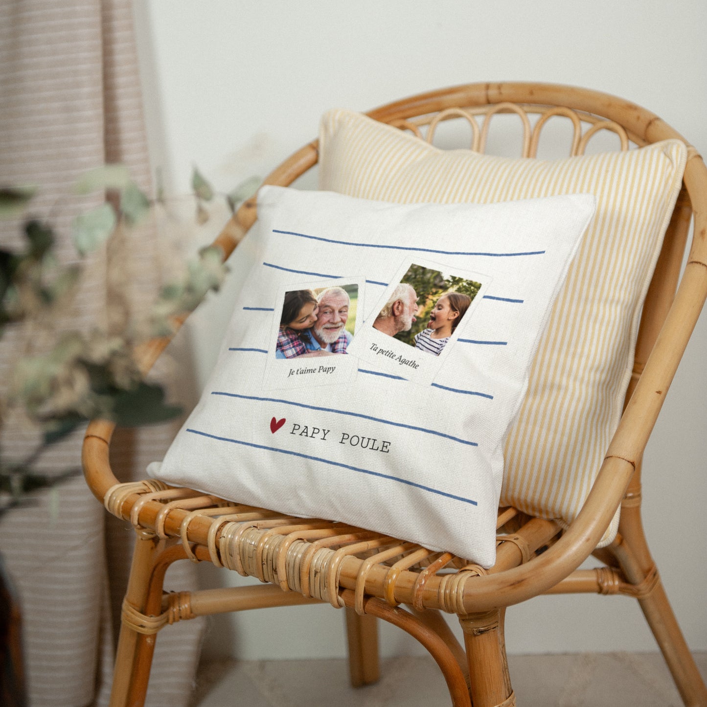 Coussin Beige naturel Papy poule photo N° 2