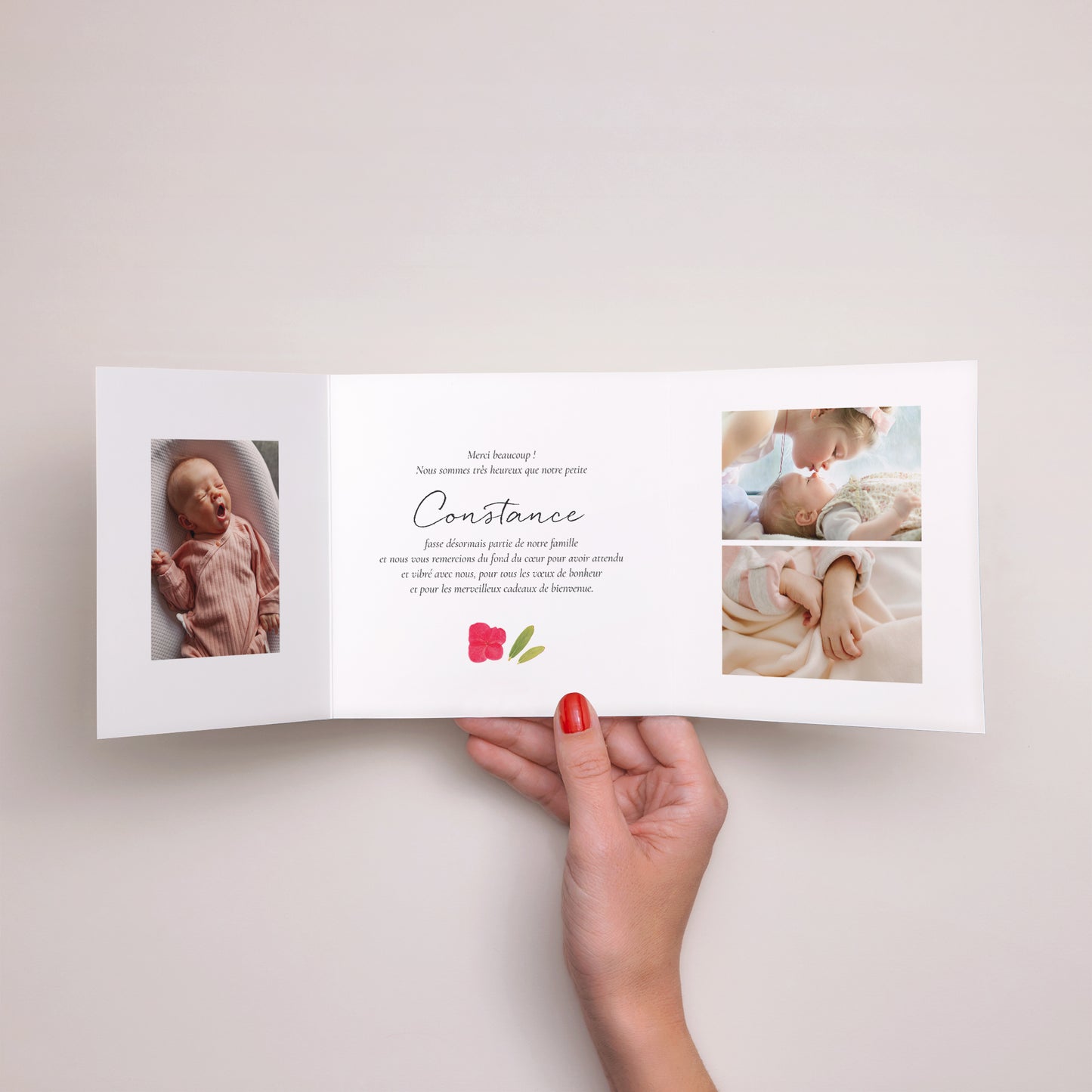 Remerciements Naissance Triptyque asymétrique Pétales de Tendresse photo N° 2