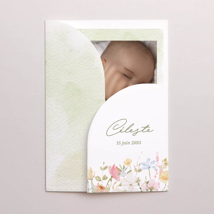 Faire-part Naissance Pochette 2 cartes Petite Fleur d’Amour photo