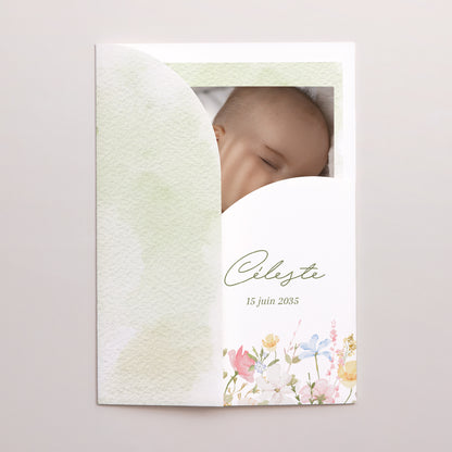 Faire-part Naissance Pochette 2 cartes Petite Fleur d’Amour photo N° 2